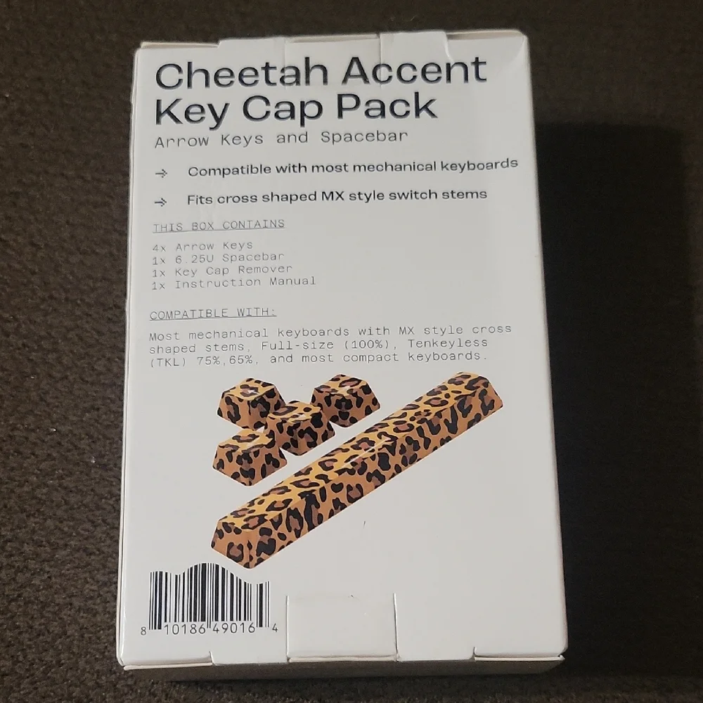 NORTH Tortoise, Gold, and Cheetah Key Cap Set Arrow Keys and Spacebar (4) Packs